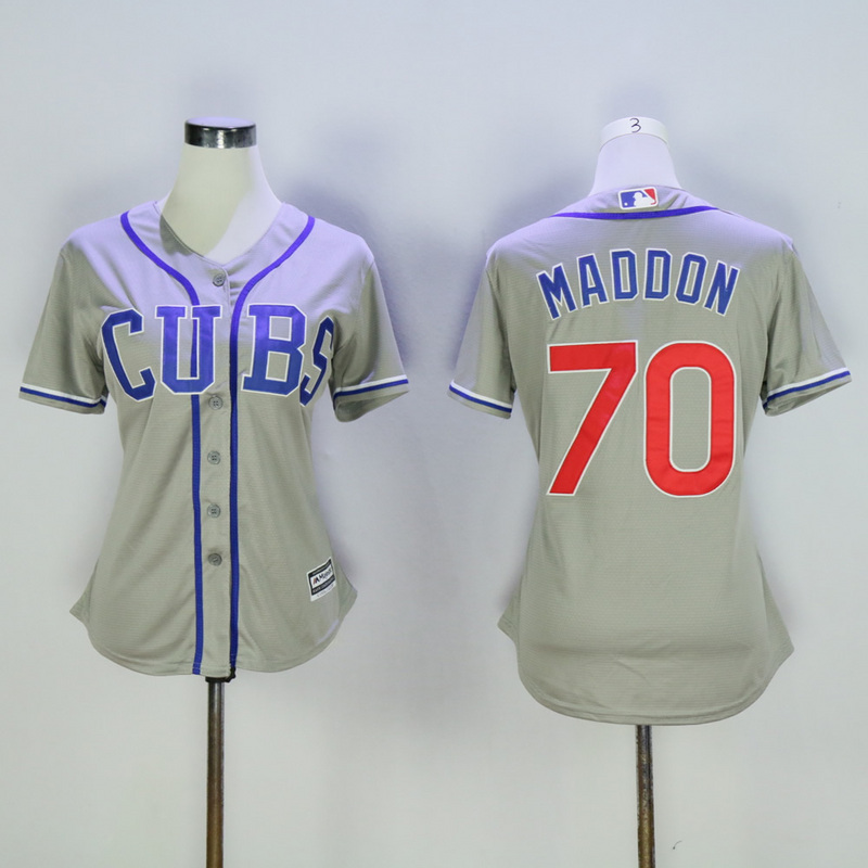 Women Chicago Cubs #70 Maddon Grey MLB Jerseys